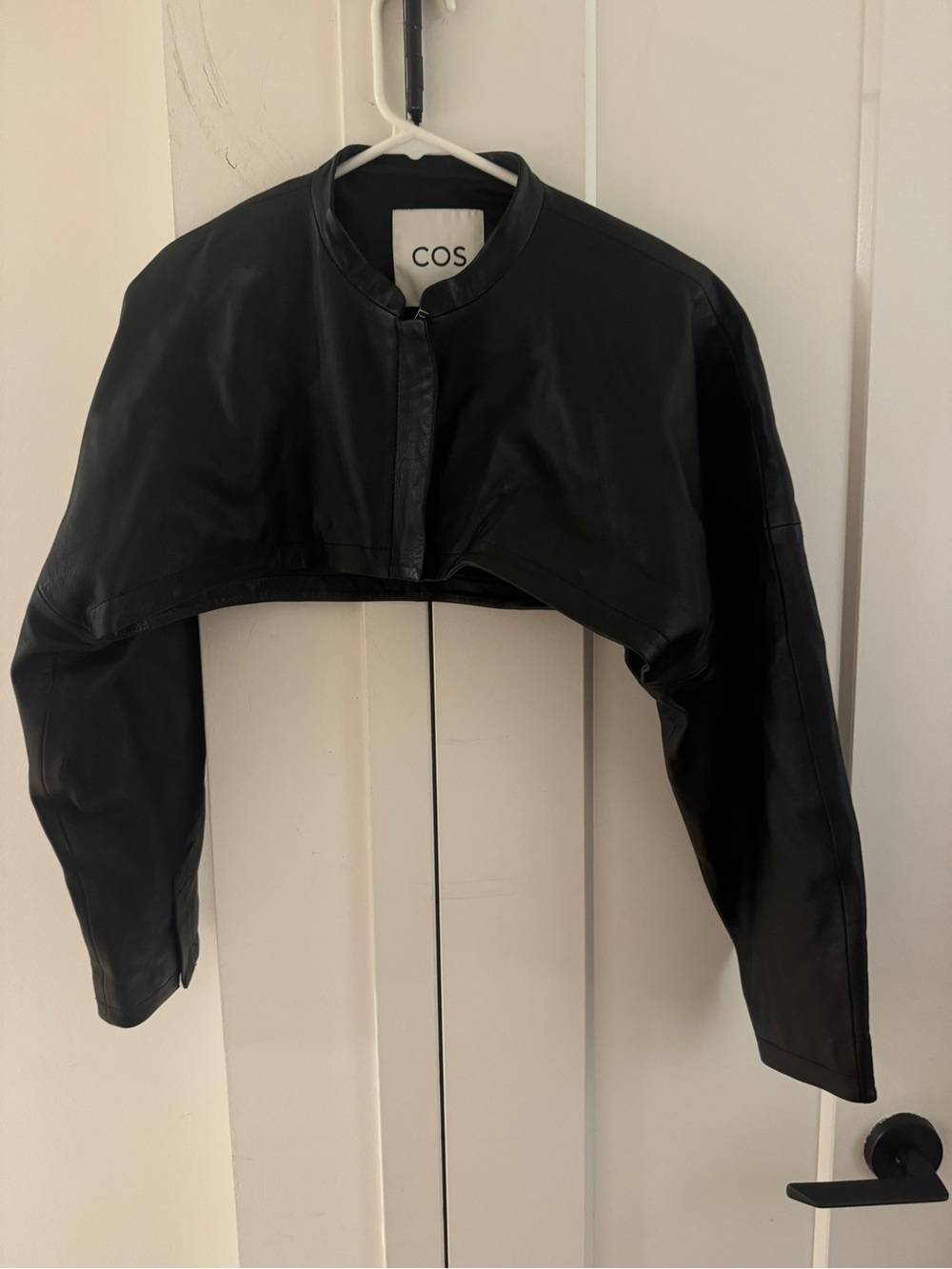 COS Leather Black Cropped Hybrid Bolero Jacket - Picture 2 of 2